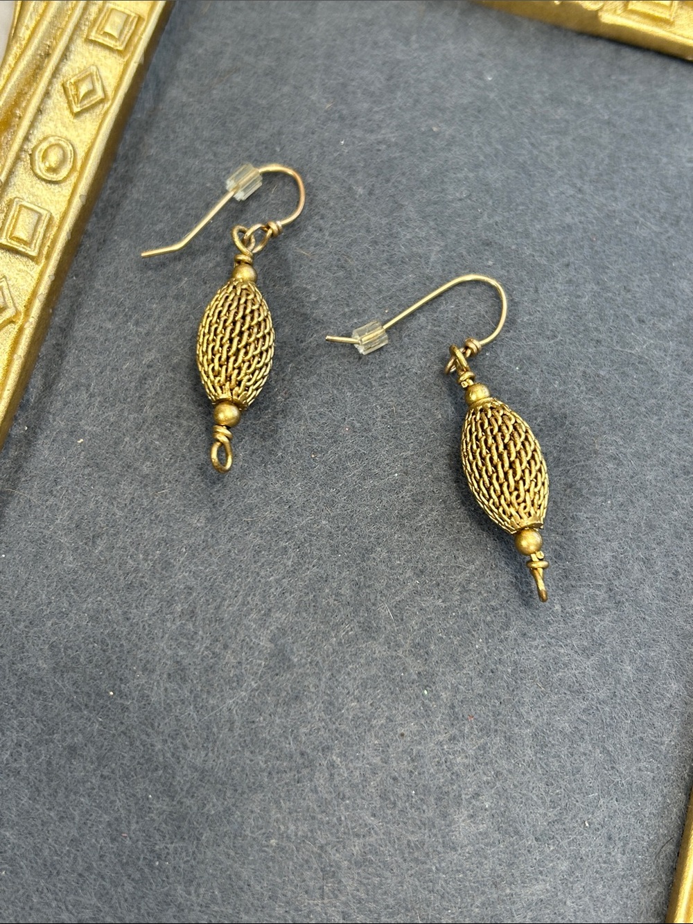 Gold Filled Textured Dangle Earrings - Women Jewelry